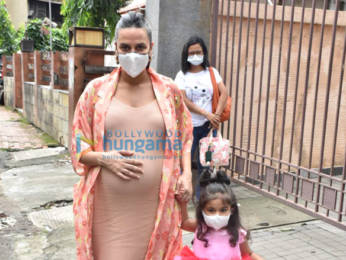 Photos: Ibrahim Ali Khan, Taimur Ali Khan, and Neha Dhupia with her daughter snapped at Soha Ali Khan's house for Inaaya's birthday