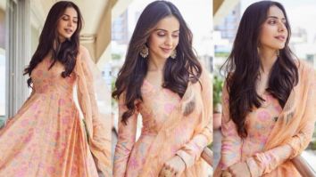 Rakul Preet looks radiant in anarkali dress worth Rs. 11,400 for Konda Polam promotions