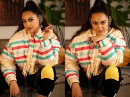 Sonakshi Sinha dons puffer multicolored jacket, pairs her look with traditional earrings