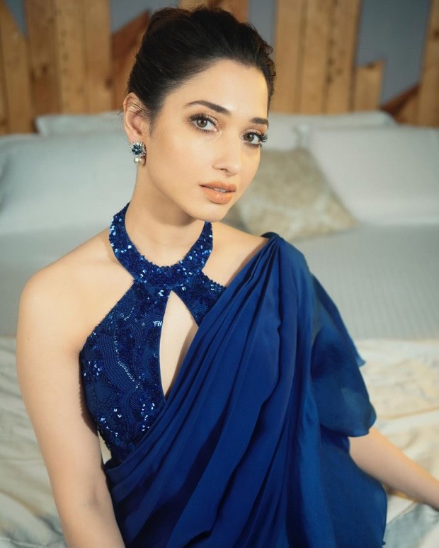 Tamannaah Bhatia glows in radiant blue saree gown worth Rs. 45,000