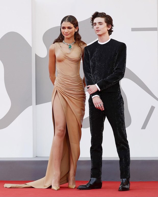 Venice International Film Festival Zendaya makes heads turn in a nude leather Balmain gown along with the handsome Timothée Chalamet in a sequined outfit by Haider Ackermann Venice International Film Festival Zendaya makes heads turn in a nude leather Balmain gown along with the handsome Timothée Chalamet in a sequined outfit by Haider Ackermann