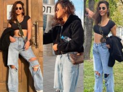 Aisha Sharma rocks the casual street style look; carries a Louis Vuitton bag worth Rs. 1.5 lakh in Moscow