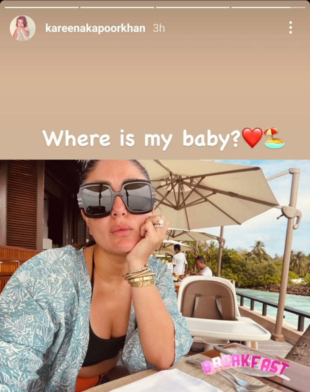 ‘Where’s my baby’ asks Kareena Kapoor as he poses with son Jeh’s empty high chair during vacation