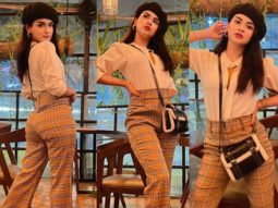 Avneet Kaur pairs a shirt with checkered pants and a beret