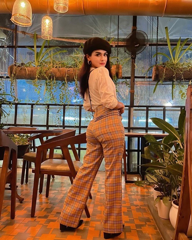 Avneet Kaur pairs a shirt with checkered pants and a beret