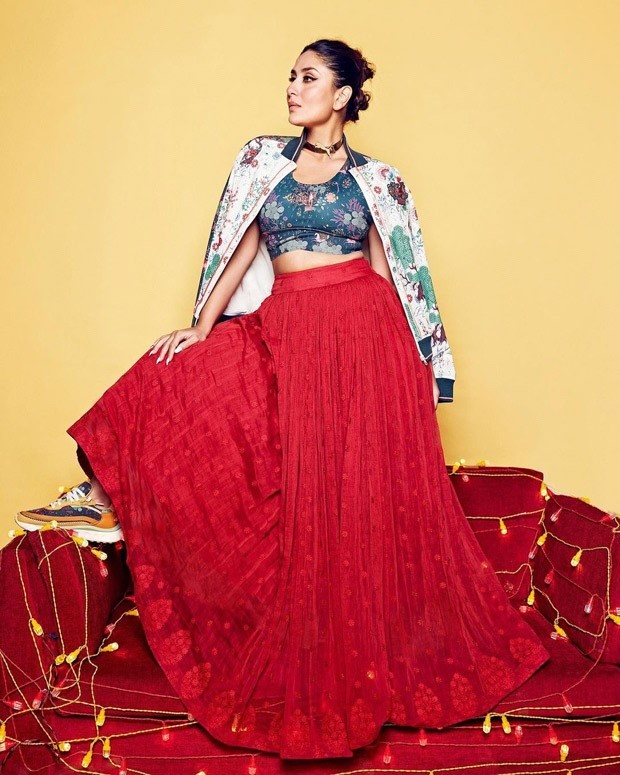 Kareena Kapoor Khan gets into festive spirit in printed bralette and jacket paired with red skirt worth Rs. 28,000