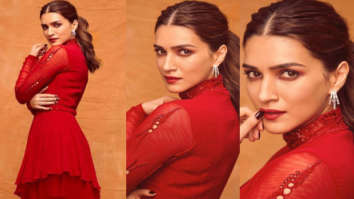 Kriti Sanon dazzles in a fiery red palazzo suit worth Rs. 38,900 for the promotions of Hum Do Hamare Do