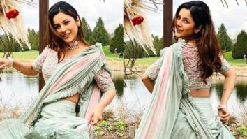 Shehnaaz Gill looks stunning in beautiful pastel green lehenga in throwback photos from sets of Honsla Rakh in Canada