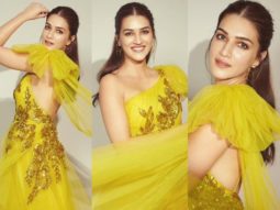 Kriti Sanon looks radiant in mesmerising lime yellow one shoulder gown for Hum Do Humare Do promotions