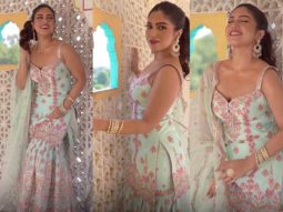 Bhumi Pednekar is bespoke in a sky blue gharara set with heavy mirror work