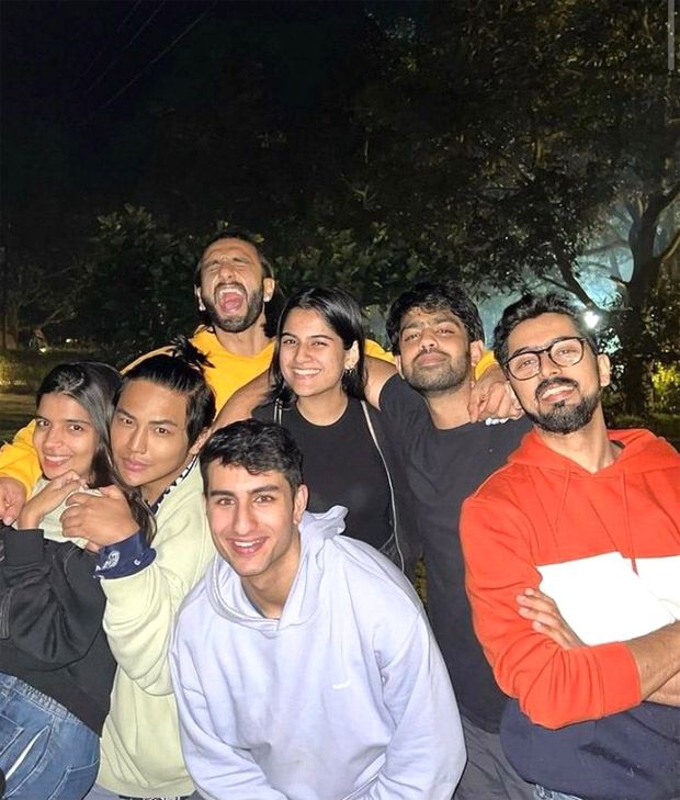 Ibrahim Ali Khan strikes a pose Ranveer Singh and Alia Bhatt on the sets Rocky Aur Rani Ki Prem Kahani Ibrahim Ali Khan strikes a pose Ranveer Singh and Alia Bhatt on the sets Rocky Aur Rani Ki Prem Kahani