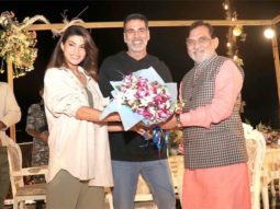 Jacqueline Fernandez, Akshay Kumar meet Administrator Praful Patel as they shoot for Ram Setu in Daman