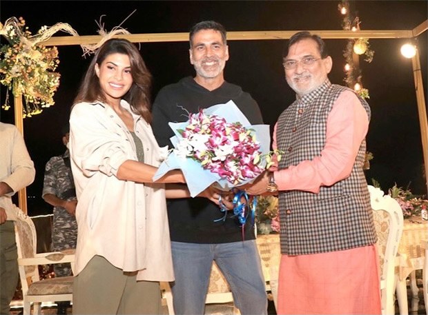 Jacqueline Fernandez, Akshay Kumar meet Administrator Praful Patel as they shoot for Ram Setu in Daman