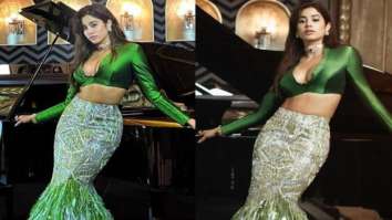 Janhvi Kapoor is all about grace and charm in alluring mermaid style feathered Manish Malhotra green lehenga