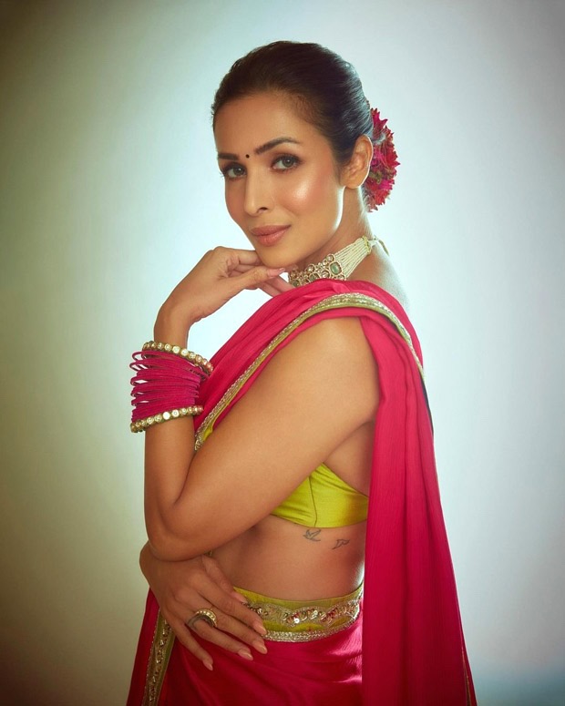 Malaika Arora stuns in a gorgeous pink and green saree by Manish Malhotra Malaika Arora stuns in a gorgeous pink and green saree by Manish Malhotra