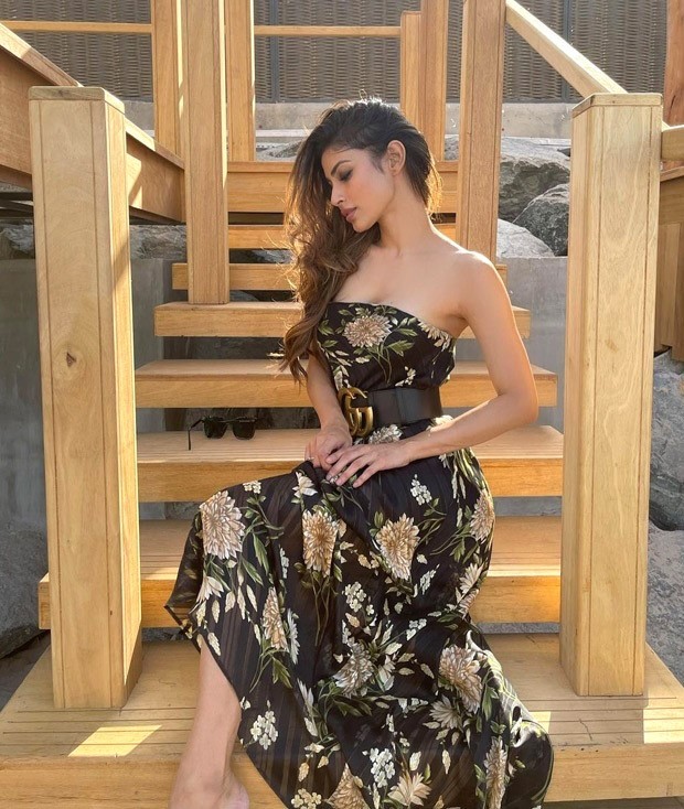 Mouni Roy looks breathtaking in a black floral dress in Dubai