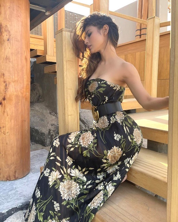Mouni Roy looks breathtaking in a black floral dress in Dubai