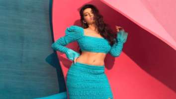 Nora Fatehi flaunts her midriff and long legs in a sea blue set