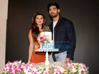 Photos: Ahan Shetty snapped celebrating Tara Sutaria's birthday as they promote the film Tadap at Mehboob Studio