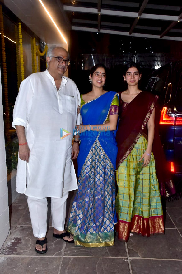 photos boney kapoor janhvi kapoor khushi kapoor snapped arriving for laxmi pujan 2