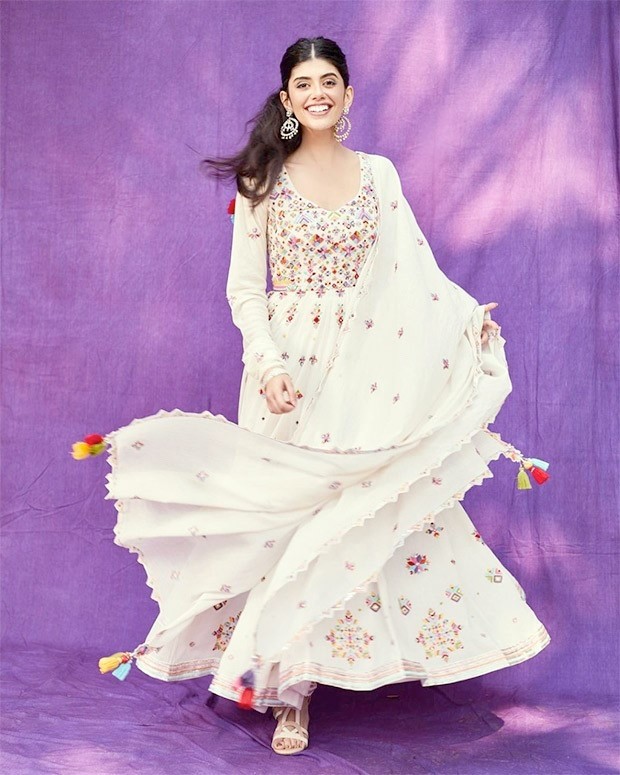 Sanjana Sanghi looks festive ready in white embroidered anarkali set worth Rs. 58,240 Sanjana Sanghi looks festive ready in white embroidered anarkali set worth Rs. 58,240