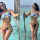 Sara Ali Khan raises the temperature in printed skimpy blue bikini in Maldives, shares sizzling photos
