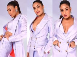 Surbhi Chandna slays in lilac powersuit with plunging neckline bralette