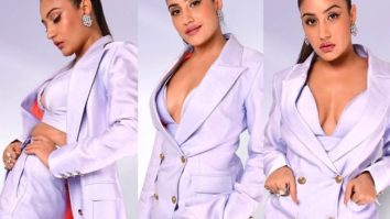 Surbhi Chandna slays in lilac powersuit with plunging neckline bralette