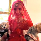 Patralekhaa, in her bridal attire, poses with two dogs in this unseen picture from her wedding with Rajkummar Rao
