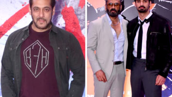 Salman Khan kisses Ahan Shetty’s poster at the premiere of Tadap; Suniel Shetty hugs him