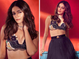 Ananya Panday goes traditional with plunging neckline sequin bralette and high-waisted embellished skirt adding a dash of sassiness