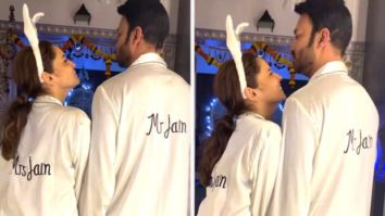 Ankita Lokhande gets a peck from husband Vicky Jain as they dress up in matching ‘Mr and Mrs. Jain’ pajamas