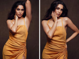Sharvari Wagh’s orange-coloured thigh-high slit dress soars temperature