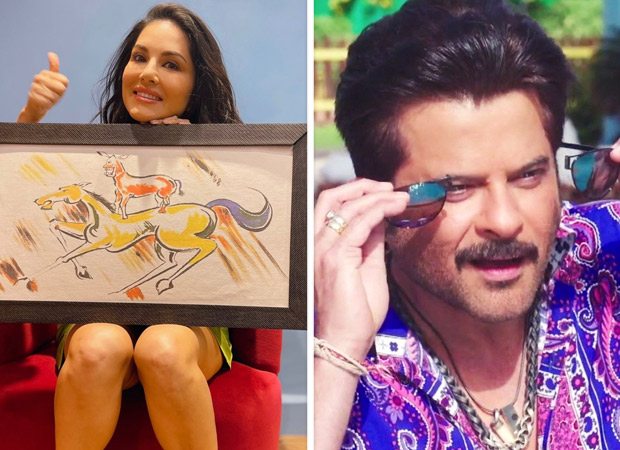 Sunny Leone poses with Majnu Bhai's painting, Anil Kapoor responds Sunny Leone poses with Majnu Bhai's painting, Anil Kapoor responds