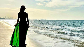 Divyanka Tripathi shares a throwback picture striking a pose against the beach; slays in a green silhouette gown