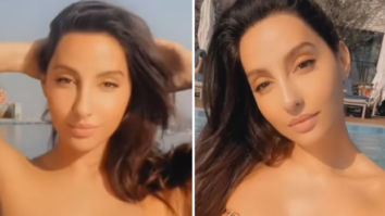Nora Fatehi looks stunning in a leopard print bikini while relaxing in the pool in Dubai