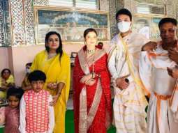Ankita Lokhande looks gorgeous in a red saree as she visits the temple with her husband Vicky Jain, see photos