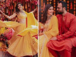 Karishma Tanna looks radiant in a yellow bandhani lehenga at her Mehendi ceremony