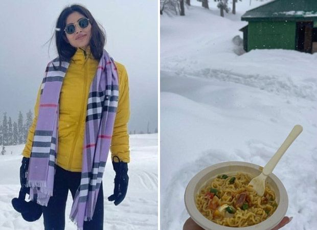 Mouni Roy enjoys warm noodles in the snow-capped hills of Kashmir during her honeymoon with Suraj Nambiar