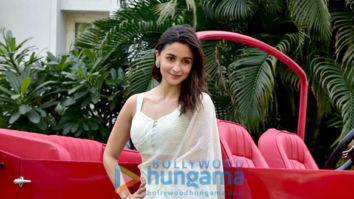 Photos: Alia Bhatt poses alongside a red antique car as she promotes her film Gangubai Kathiawadi