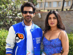 Photos: Rajkummar Rao, Bhumi Pednekar and Harshavardhan Kulkarni snapped promoting Badhaai Do at Sun n Sand in Juhu