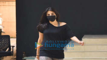 Photos: Rhea Chakraborty waves at the paparazzi as she walks out of a gym in Khar