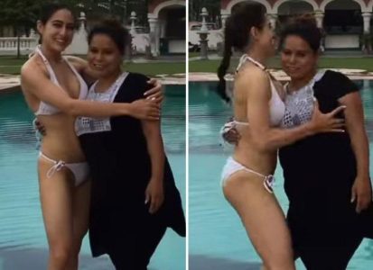 413px x 300px - Sara Ali Khan dons white bikini in a new video; pushes her spot girl into  the swimming pool : Bollywood News - Bollywood Hungama