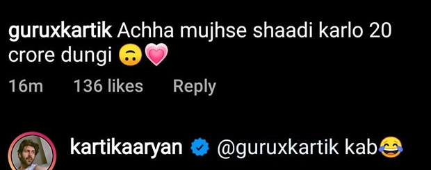 Kartik Aaryan's fan offers him Rs. 20 crore to marry her; actor reacts