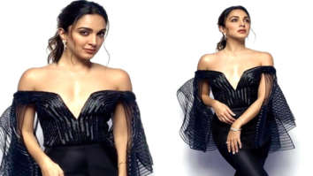 Kiara Advani is a crystal wonder in off-shoulder plunging neckline black metallic hand-embroidered gown