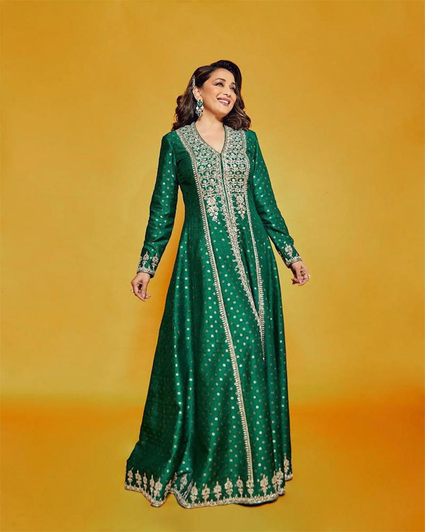 Madhuri Dixit is elegance personified in Anita Dongre emerald anarkali set worth Rs. 1.4 lakh 