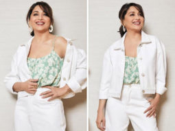 Madhuri Dixit makes ‘subtle statement’ embracing summer in white jacket and cropped pants paired with printed top worth Rs. 7,690