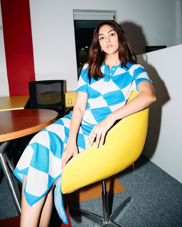 Mrunal Thakur says checkmate in Rs. 17,000 polo t-shirt dress, Christian Louboutin heels worth 1.96 lakh for Jersey promotions