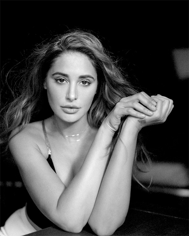 Nargis Fakhri ditches vibrant colours for plunging neckline black crop top and white pants in dreamy monochrome photoshoot