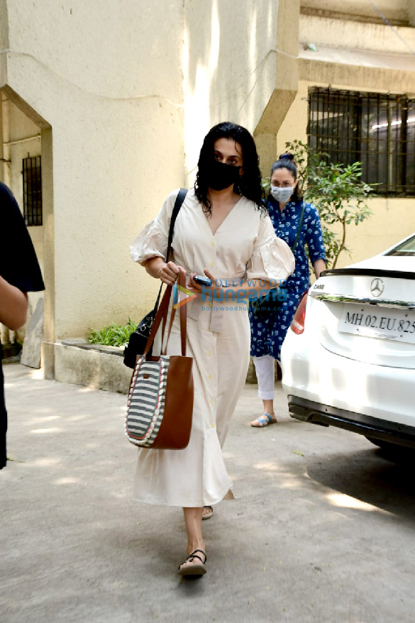 photos taapsee pannu steps in all white on saturday after a salon session in juhu 2